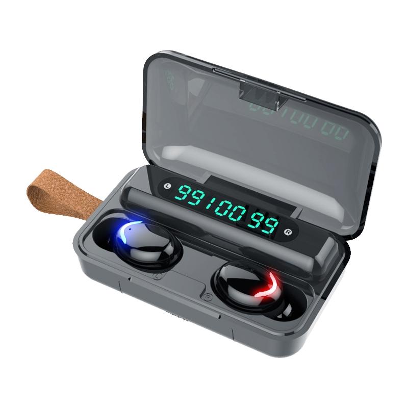 Three-Screen Bluetooth Earphones – Noise Reduction, LED Display & Hand Strap – Black
