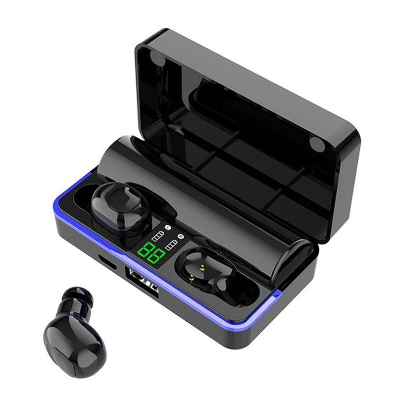 Waterproof Touch Wireless Bluetooth Earphones with Charging Box – Bluetooth 5.0, Black, In-Ear Design for Music & Calls