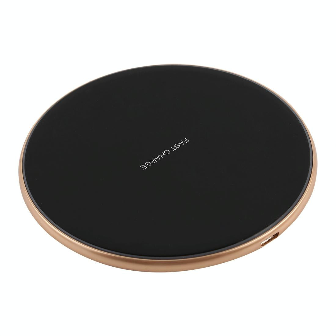 Round Wireless Charger – Fast Charging Pad Black & Gold | 15W Qi-Compatible Phone Charger