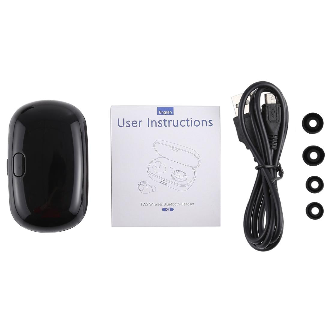 X8 TWS Portable Bluetooth 5.0 Earphones with Charging Case – Wireless In-Ear Sports Headphones – Black
