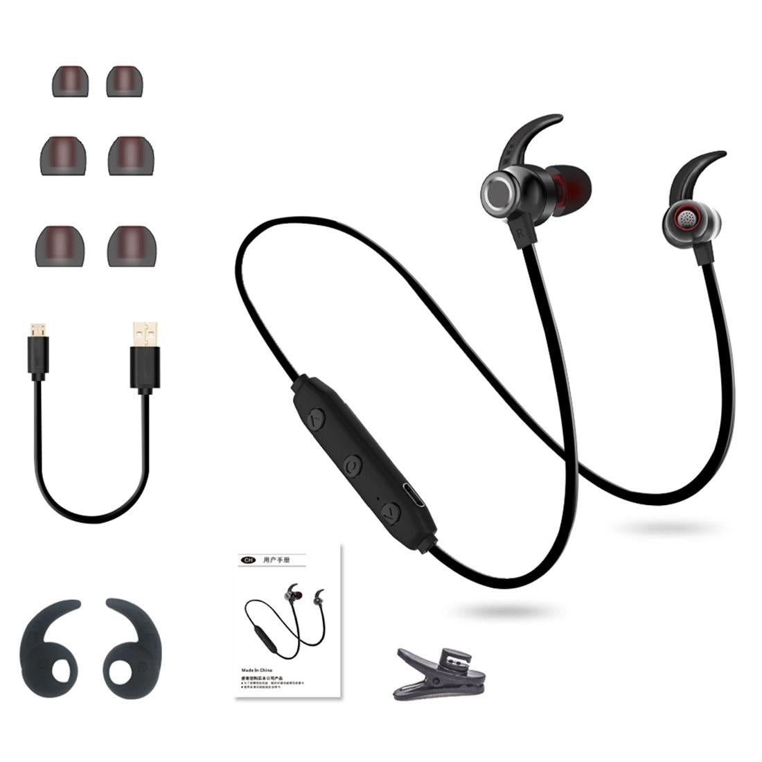 X5 Waterproof Sports Bluetooth Earbuds – Magnetic Design, Secure Fit, Deep Bass – Black