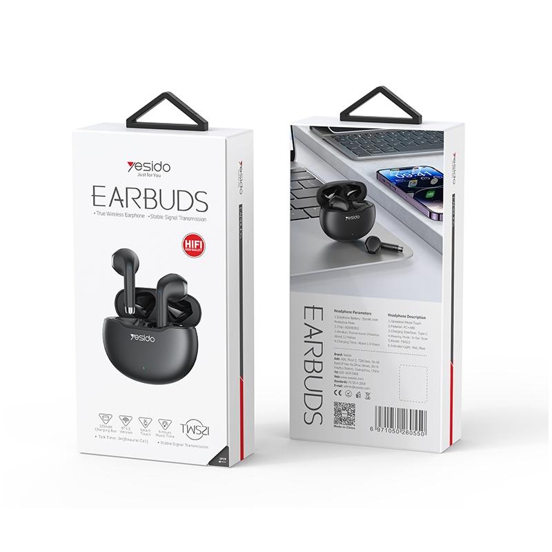 Wireless Bluetooth 5.0 TWS Earbuds with Charging Case – Black