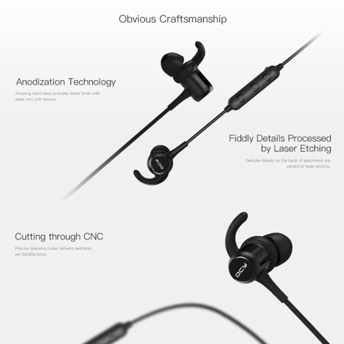 QCY M1C Wireless Sports Earphones – Bluetooth, Built-in Mic, Sweatproof, Secure Fit