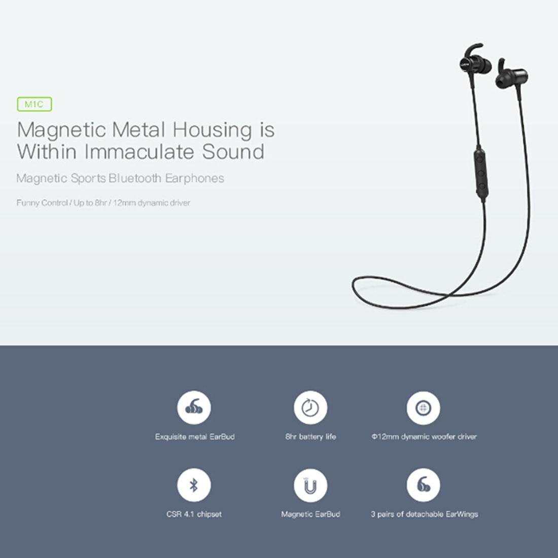 QCY M1C Wireless Sports Earphones – Bluetooth, Built-in Mic, Sweatproof, Secure Fit