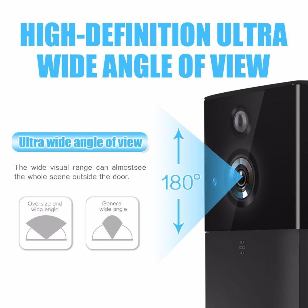 HD 720P Smart WiFi Video Doorbell – Motion Detection, Night Vision, Intercom, TF Card Support – iOS & Android App – Black