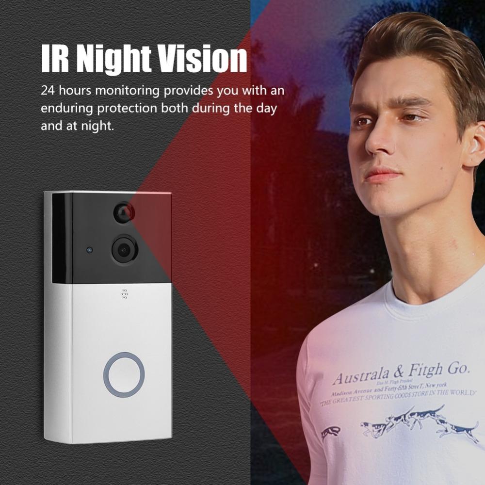 HD 720P Smart WiFi Video Doorbell – Motion Detection, Night Vision, Intercom, TF Card Support – iOS & Android App – Black