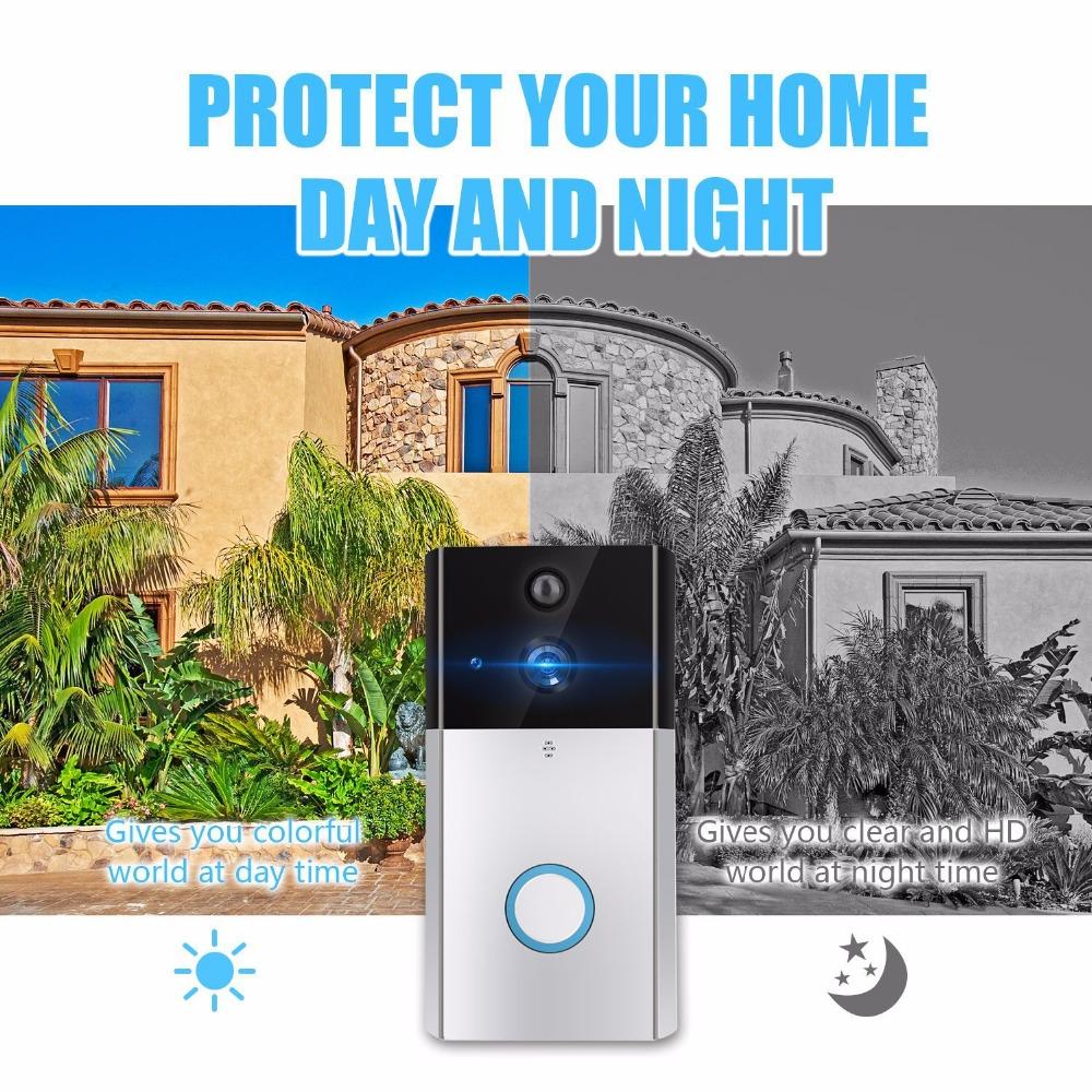 HD 720P Smart WiFi Video Doorbell – Motion Detection, Night Vision, Intercom, TF Card Support – iOS & Android App – Black