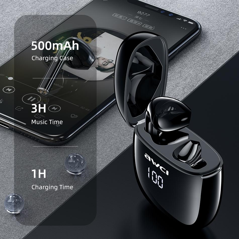 T28P Wireless TWS Sports Headset – Bluetooth 5.0, LED Display, Charging Case, Sweatproof, Low Latency