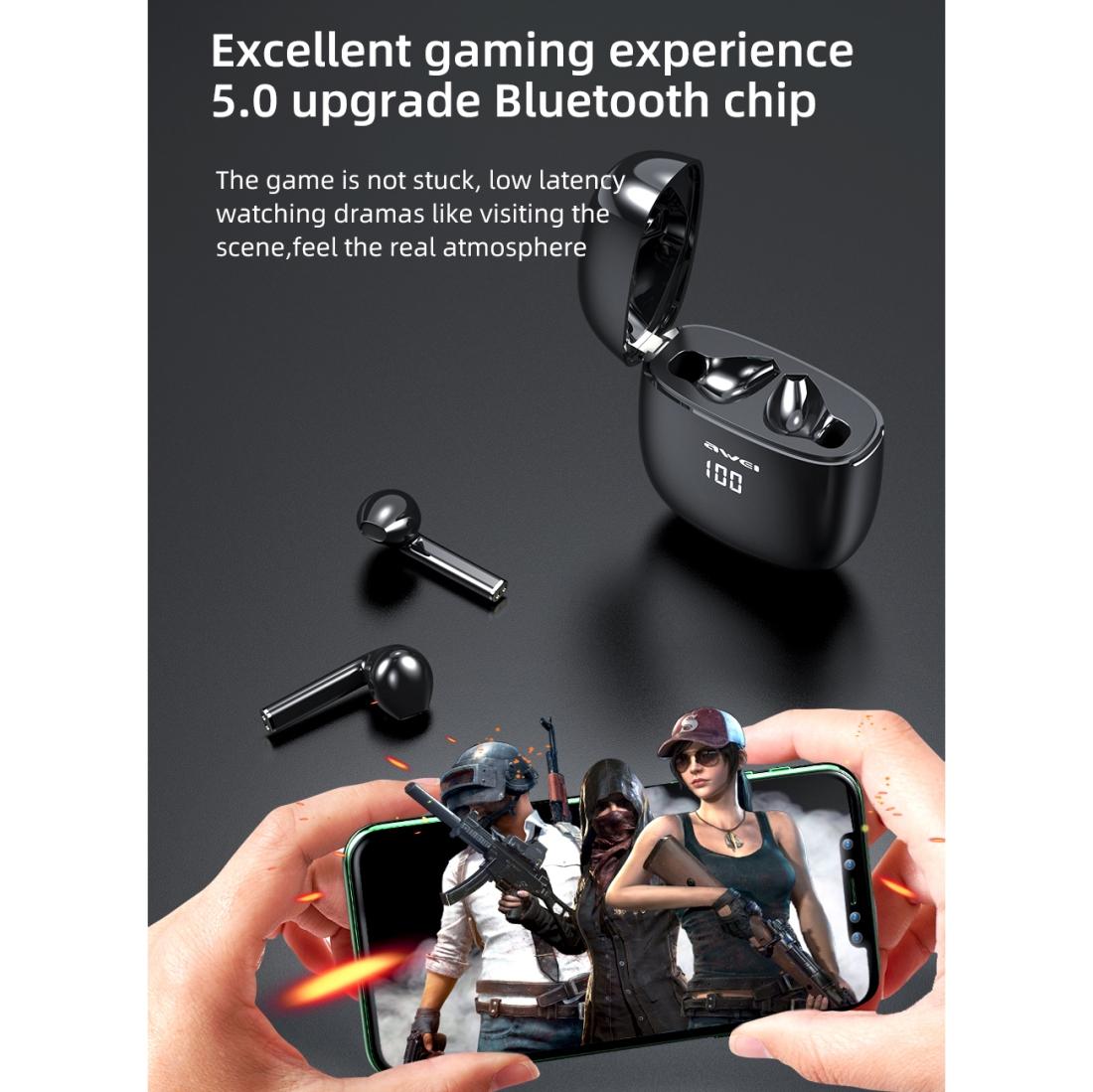 T28P Wireless TWS Sports Headset – Bluetooth 5.0, LED Display, Charging Case, Sweatproof, Low Latency