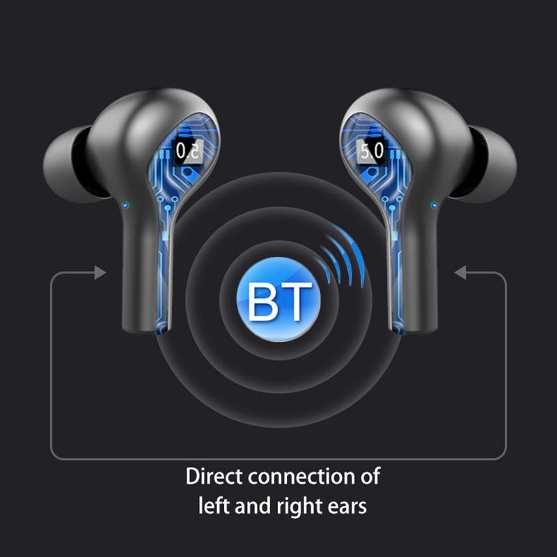 Touch Control Bluetooth Earphones with Noise Cancellation & Charging Case – Wireless Earbuds, Black