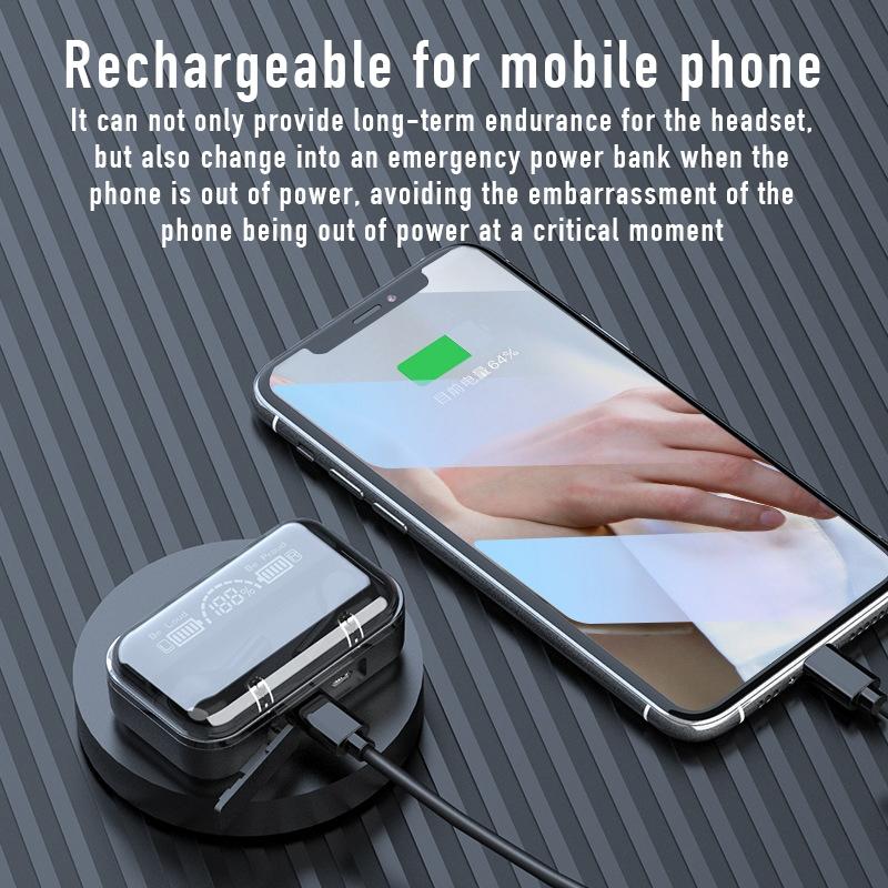 Touch Control Bluetooth Earphones with Noise Cancellation & Charging Case – Wireless Earbuds, Black