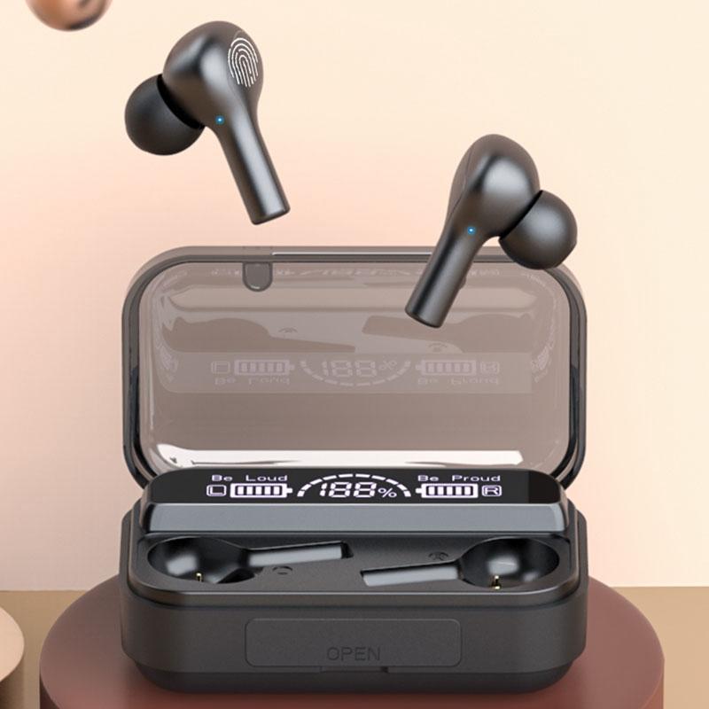 Touch Control Bluetooth Earphones with Noise Cancellation & Charging Case – Wireless Earbuds, Black