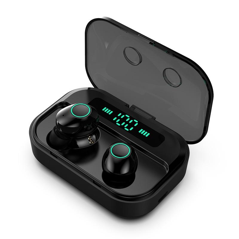 M7 TWS V5.0 Wireless Stereo Bluetooth Headset with Digital Display & Charging Case – Black