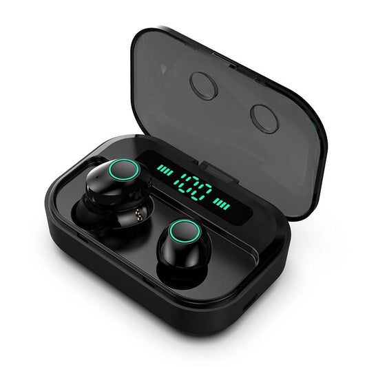 M7 TWS V5.0 Wireless Stereo Bluetooth Headset with Digital Display & Charging Case – Black