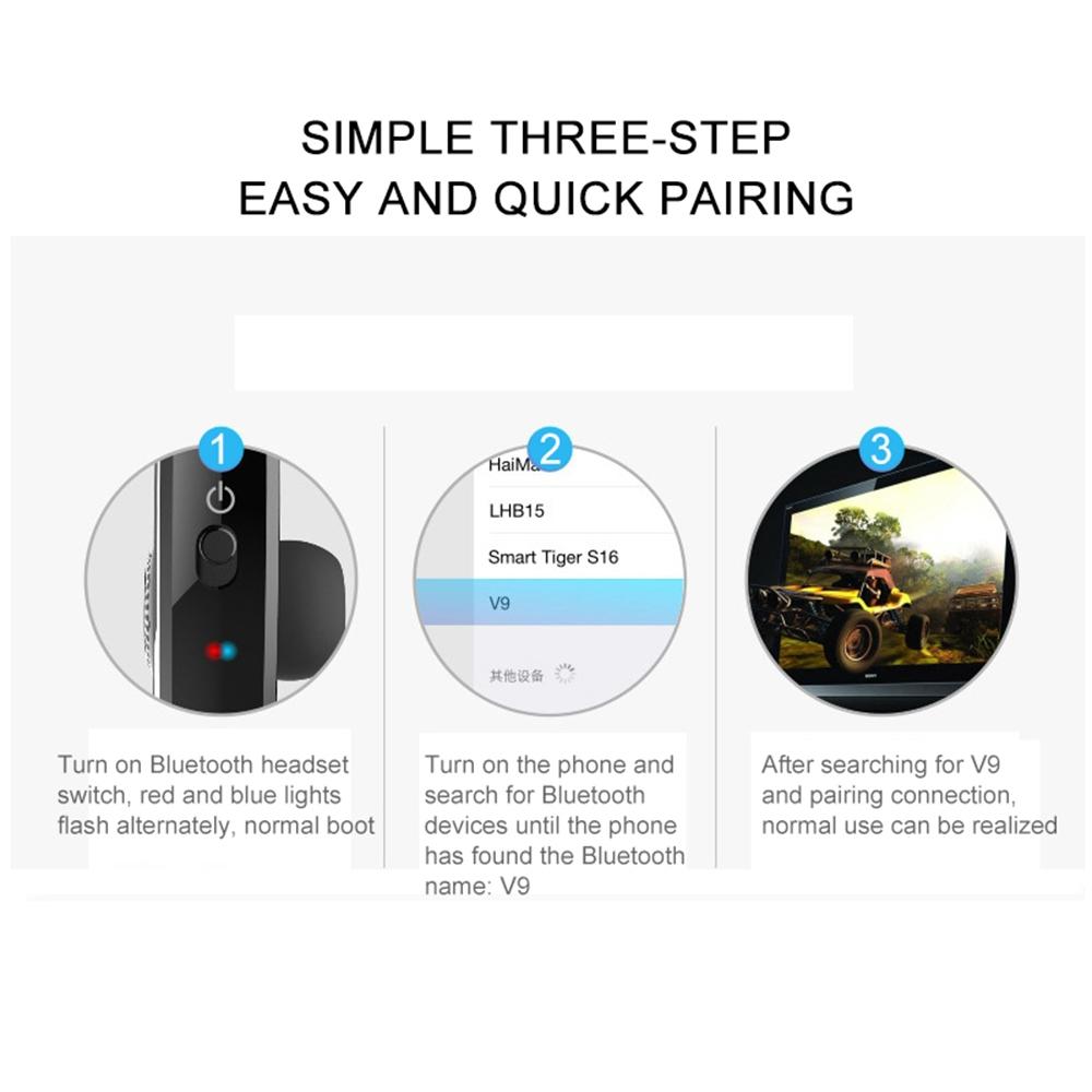 V9 Wireless Bluetooth Headset with Mic for Drivers – Hands-Free, Noise-Cancelling, Black