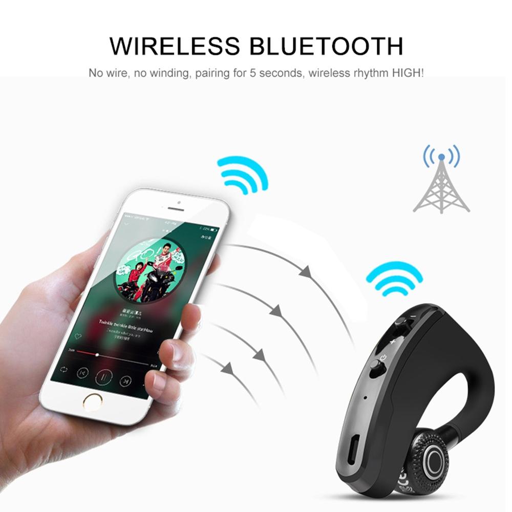 V9 Wireless Bluetooth Headset with Mic for Drivers – Hands-Free, Noise-Cancelling, Black