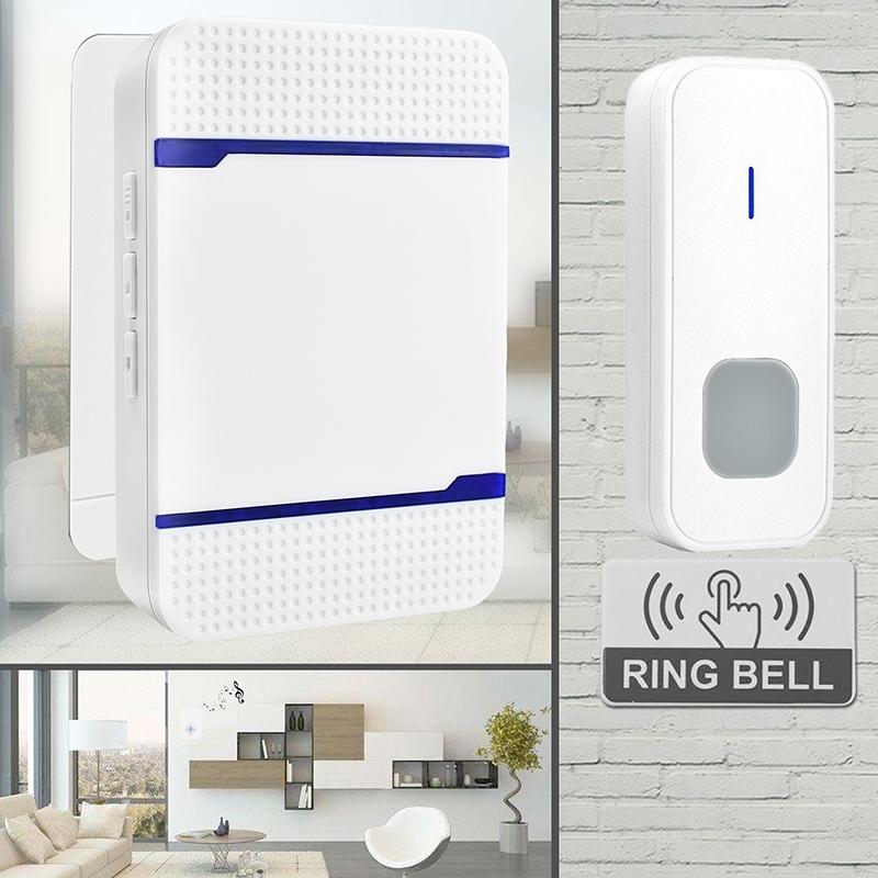 Wireless Waterproof Doorbell with Receiver – 300M Range, 110dB Loud Volume, 53 Chimes, Night Light – Low Power Design – Black
