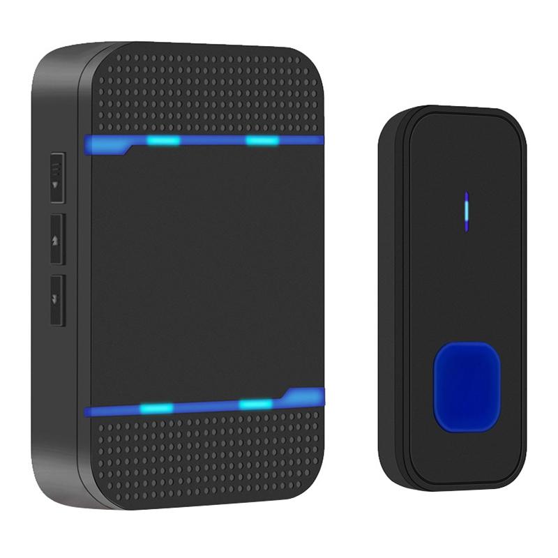 Wireless Waterproof Doorbell with Receiver – 300M Range, 110dB Loud Volume, 53 Chimes, Night Light – Low Power Design – Black