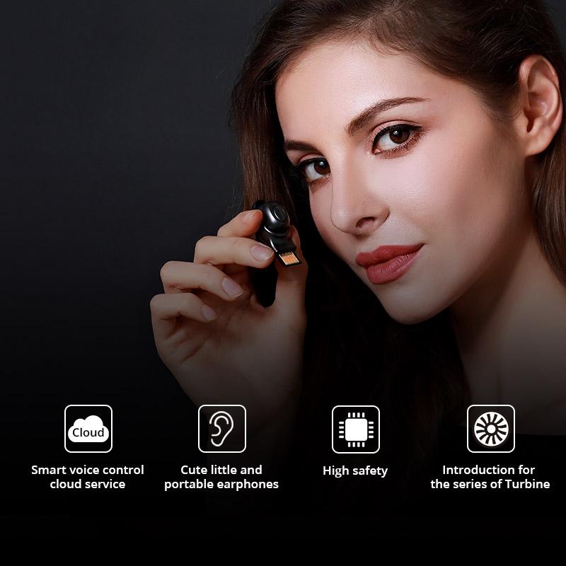 Wireless In-Ear Bluetooth 5.0 Headset – Noise-Cancelling Earbuds with USB Charging Cable – Black