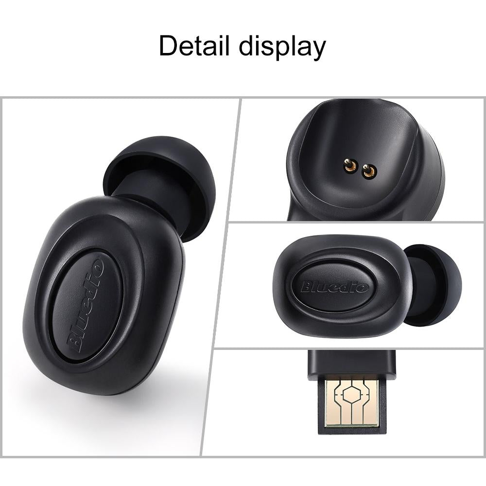 Wireless In-Ear Bluetooth 5.0 Headset – Noise-Cancelling Earbuds with USB Charging Cable – Black