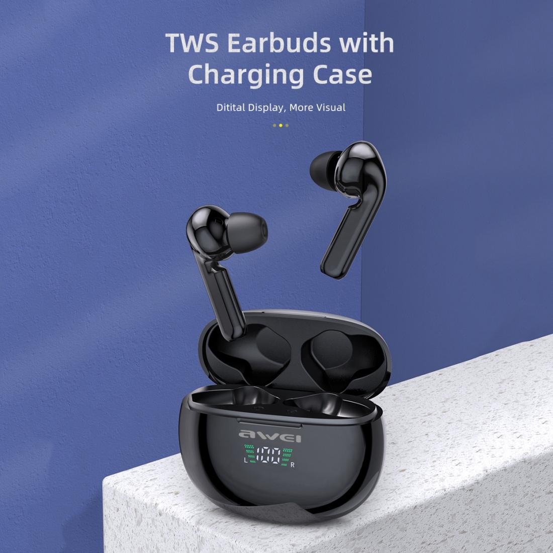 T15P Wireless Sports Headset with LED Display – Bluetooth 5.0, Charging Case, Sweatproof, Clear Sound, Long Battery Life