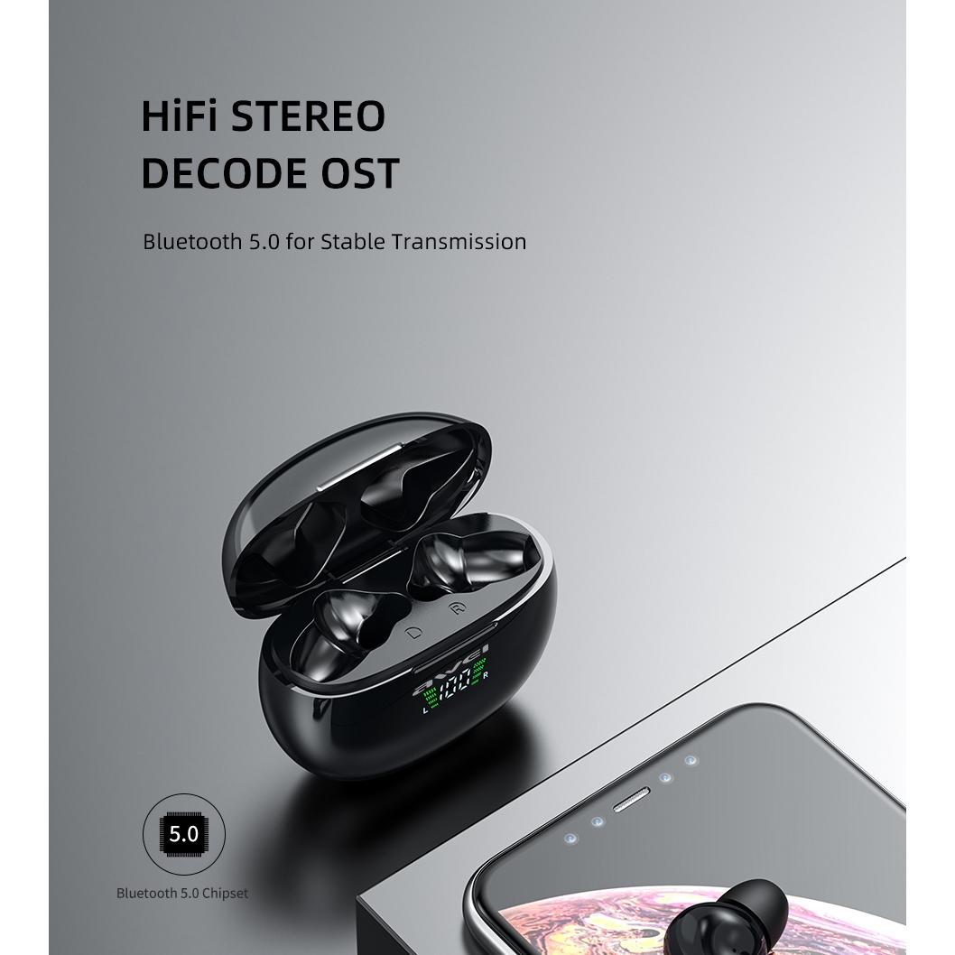 T15P Wireless Sports Headset with LED Display – Bluetooth 5.0, Charging Case, Sweatproof, Clear Sound, Long Battery Life