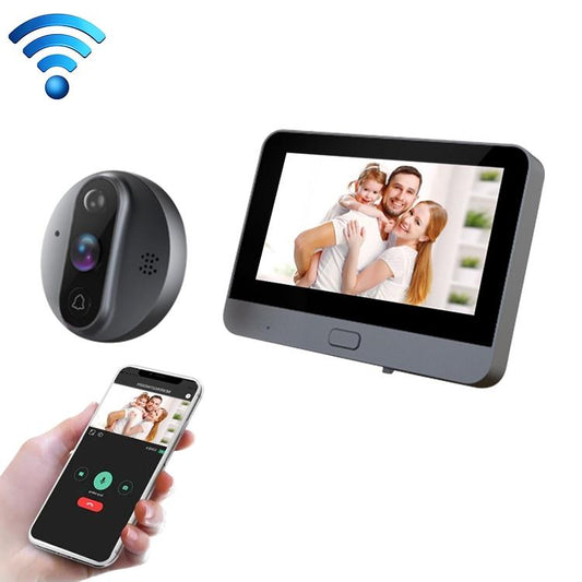 Smart WiFi Video Doorbell – 4.3'' Visual Peephole, HD Camera, Motion Detection, Two-Way Audio, Black