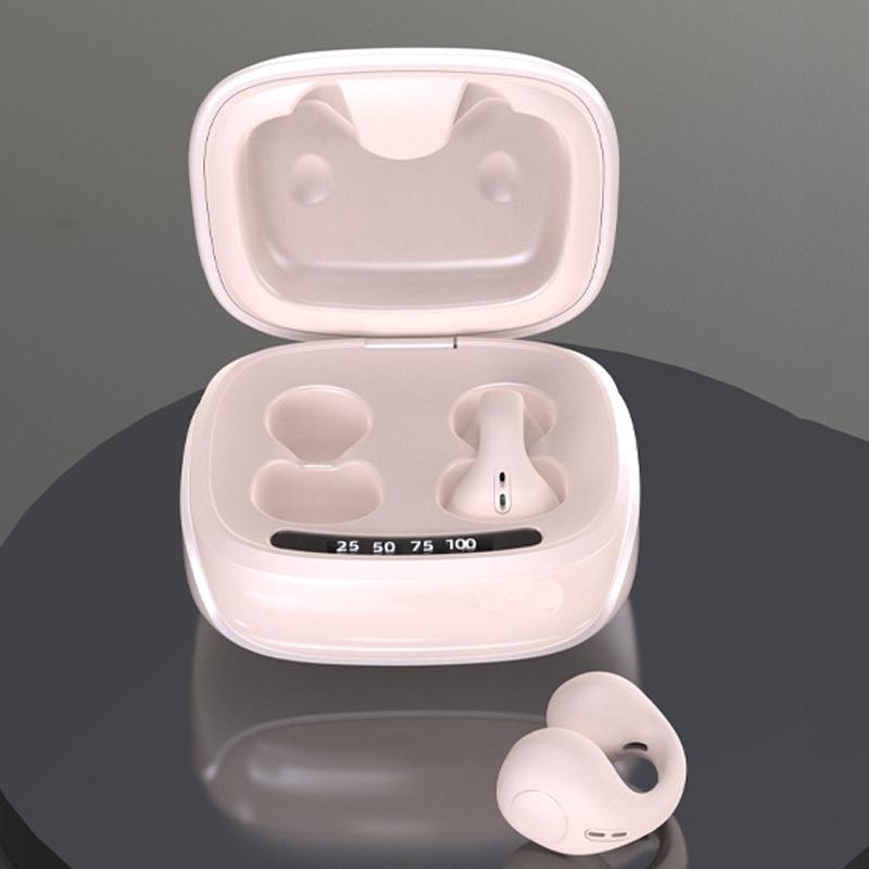 Wireless Bone Conduction Bluetooth Headset – Clip-On Open-Ear Design with Noise Reduction – Skin Tone