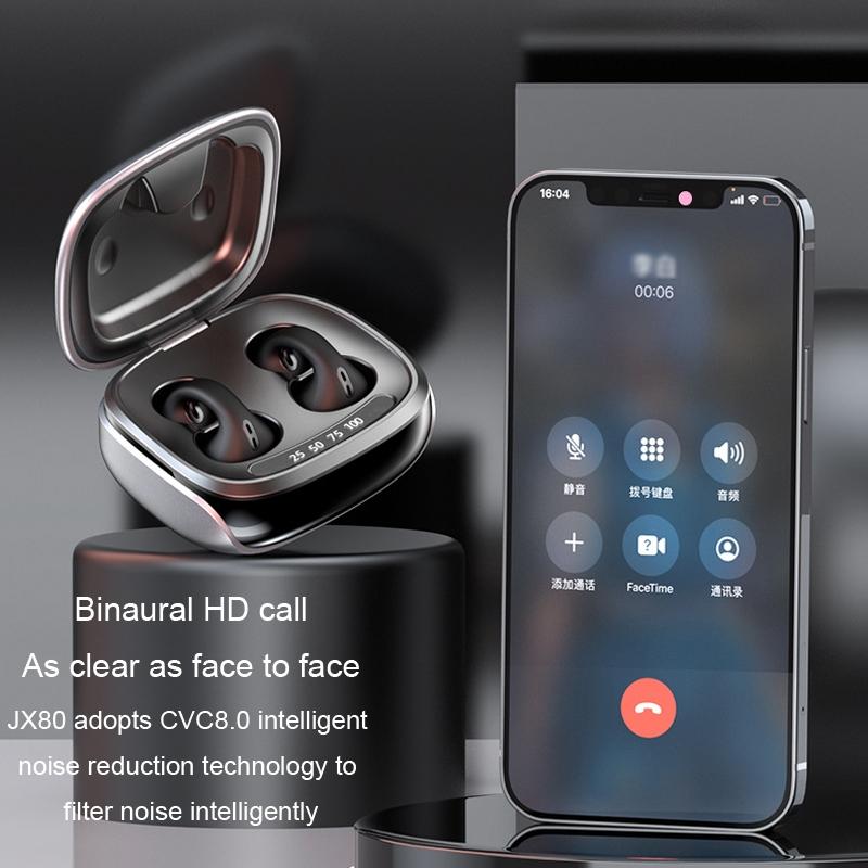 Wireless Bone Conduction Bluetooth Headset – Clip-On Open-Ear Design with Noise Reduction – Skin Tone