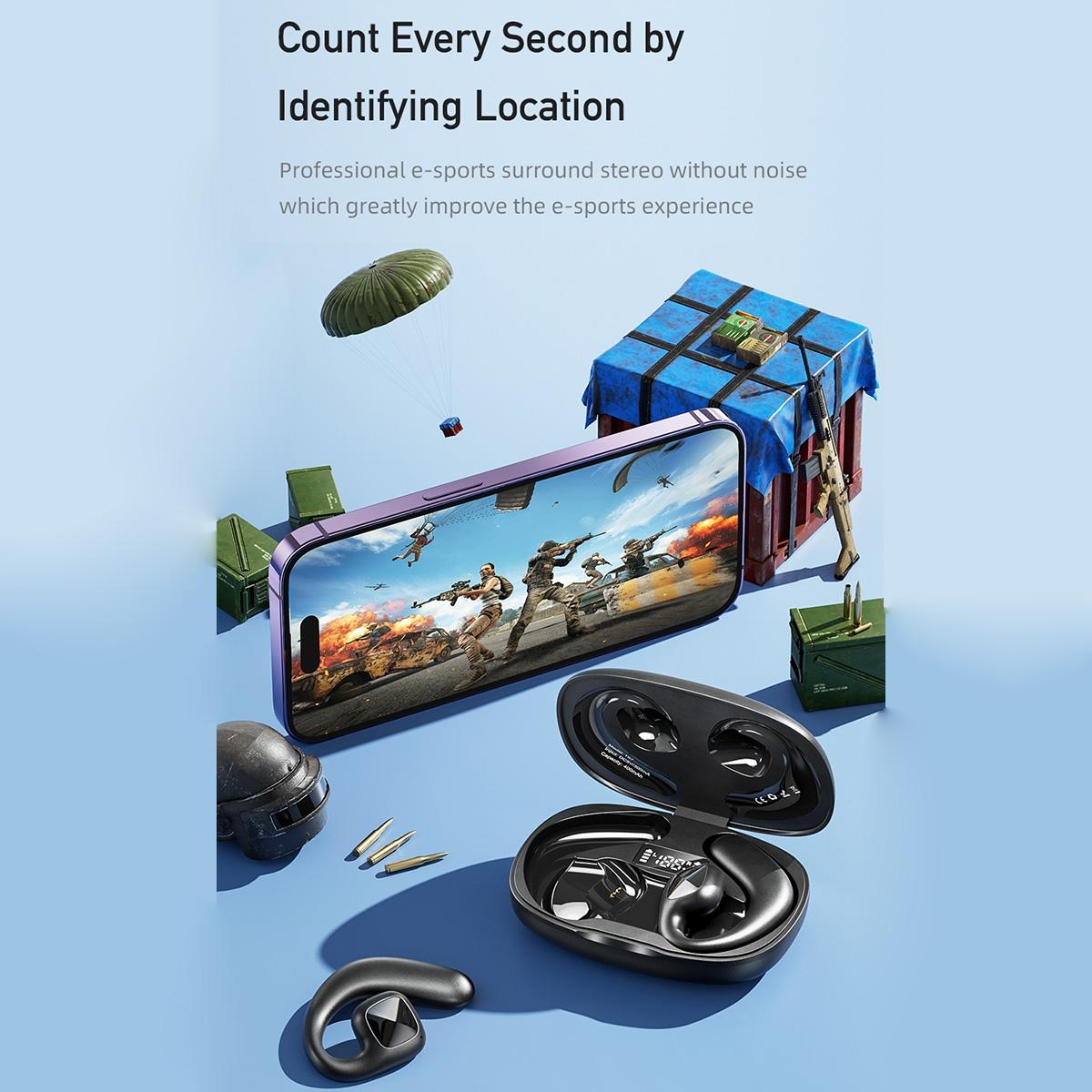 Wireless TWS Bluetooth Earbuds – Air Conduction Technology, Open-Ear Design, Purple. Lightweight & Comfortable Fit