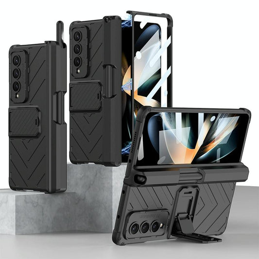 Samsung Galaxy Z Fold4 5G Magnetic Armor Case with Push Pen Slot – Shockproof Protection – Black