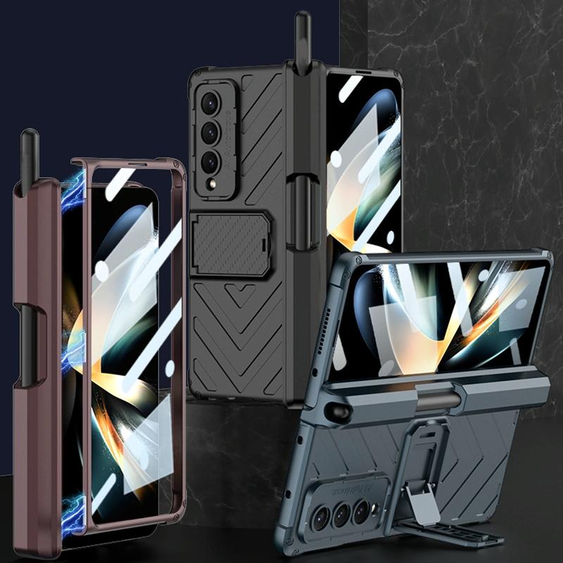 Samsung Galaxy Z Fold4 5G Magnetic Armor Case with Push Pen Slot – Shockproof Protection – Black