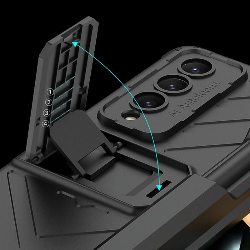 Samsung Galaxy Z Fold4 5G Magnetic Armor Case with Push Pen Slot – Shockproof Protection – Black