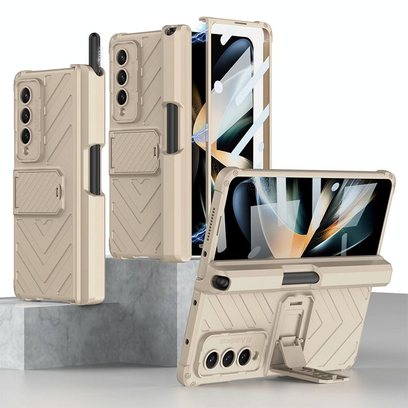Samsung Galaxy Z Fold4 5G Magnetic Armor Case with Push Pen Slot – Shockproof Protection – Black