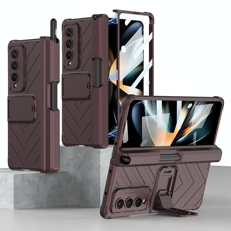 Samsung Galaxy Z Fold4 5G Magnetic Armor Case with Push Pen Slot – Shockproof Protection – Black
