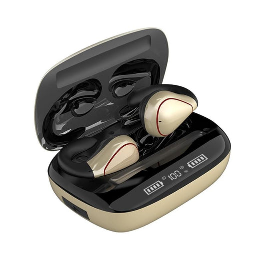 T20 TWS Wireless Bluetooth Earphones with LED Display & Charging Box – In-Ear Stereo Earbuds (Champagne Gold)