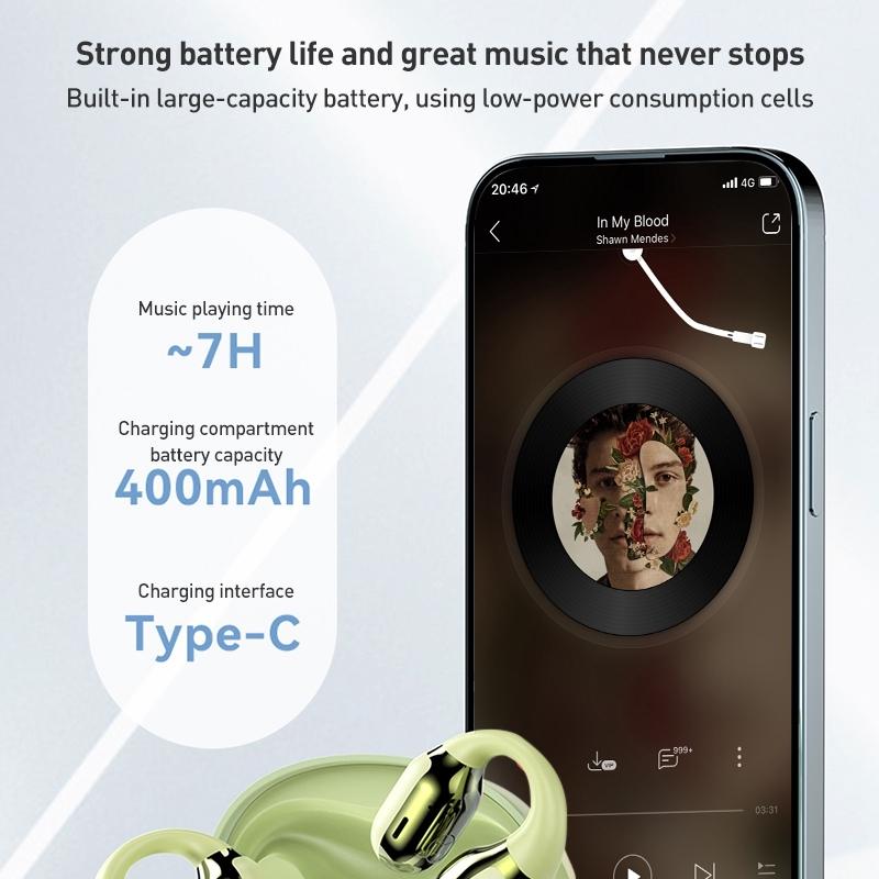 Symphony GS09S TWS Bluetooth Earphones – ZGA Air Conduction Open-Ear Wireless Headset (Green)