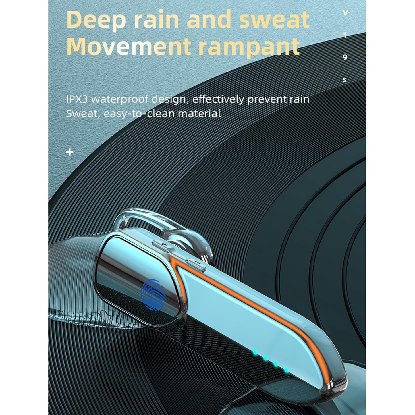 Bluetooth 5.0 Business Earphone with Fingerprint Touch Control – Blue