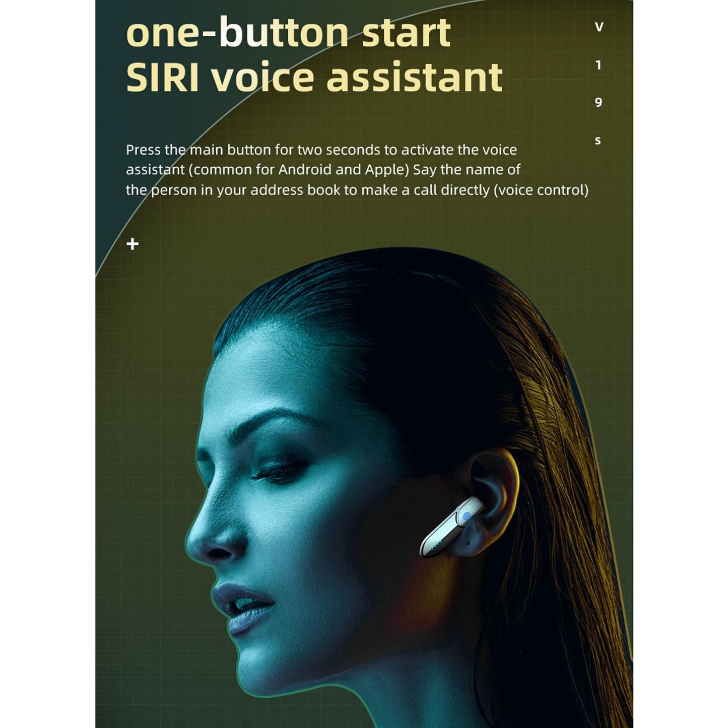 Bluetooth 5.0 Business Earphone with Fingerprint Touch Control – Blue