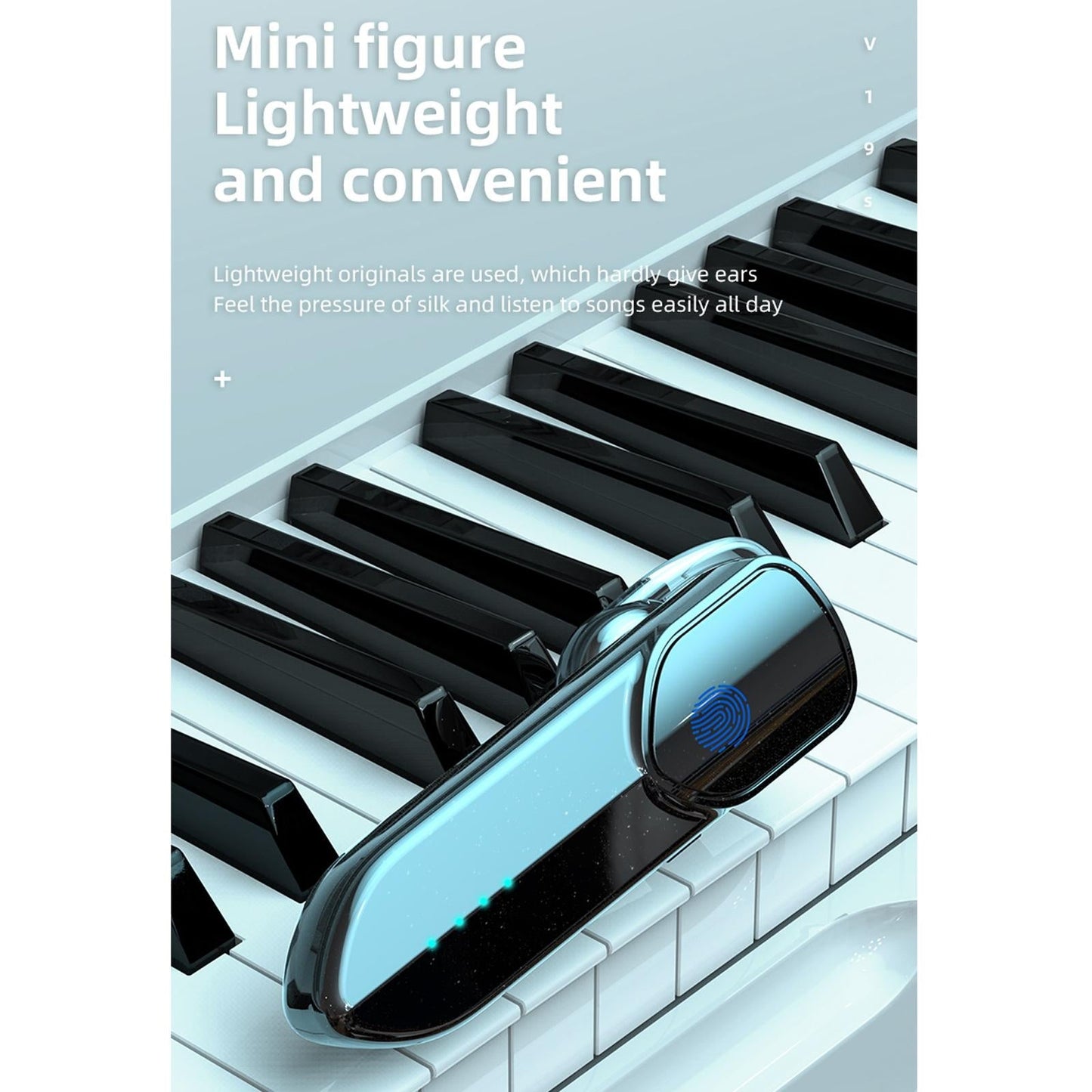 Bluetooth 5.0 Business Earphone with Fingerprint Touch Control – Blue