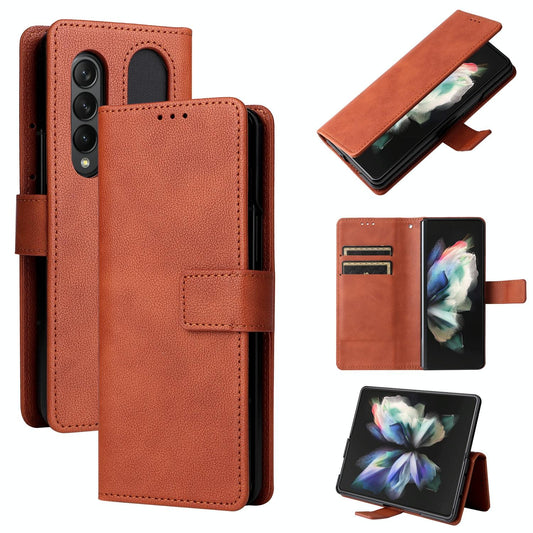 Samsung Galaxy Z Fold4 5G Leather Flip Case with S Pen Holder – Premium PU Cover – Brown