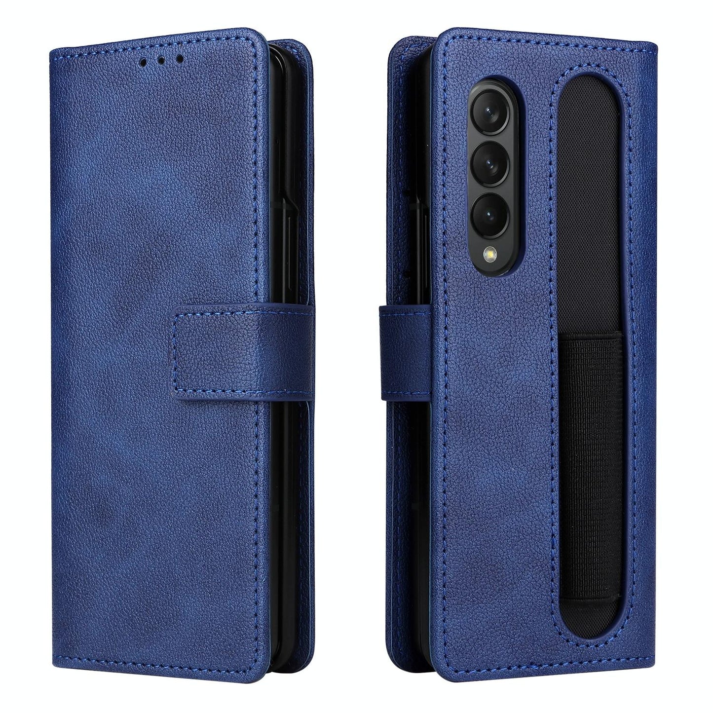 Samsung Galaxy Z Fold4 5G Leather Flip Case with S Pen Holder – Premium PU Cover – Brown