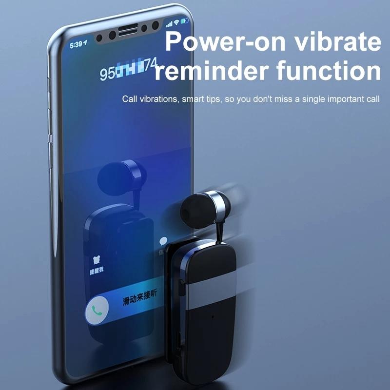 Wireless Bluetooth Earphone with Vibration Reminder – Hands-Free Mono Headset for Phone Calls, Gray