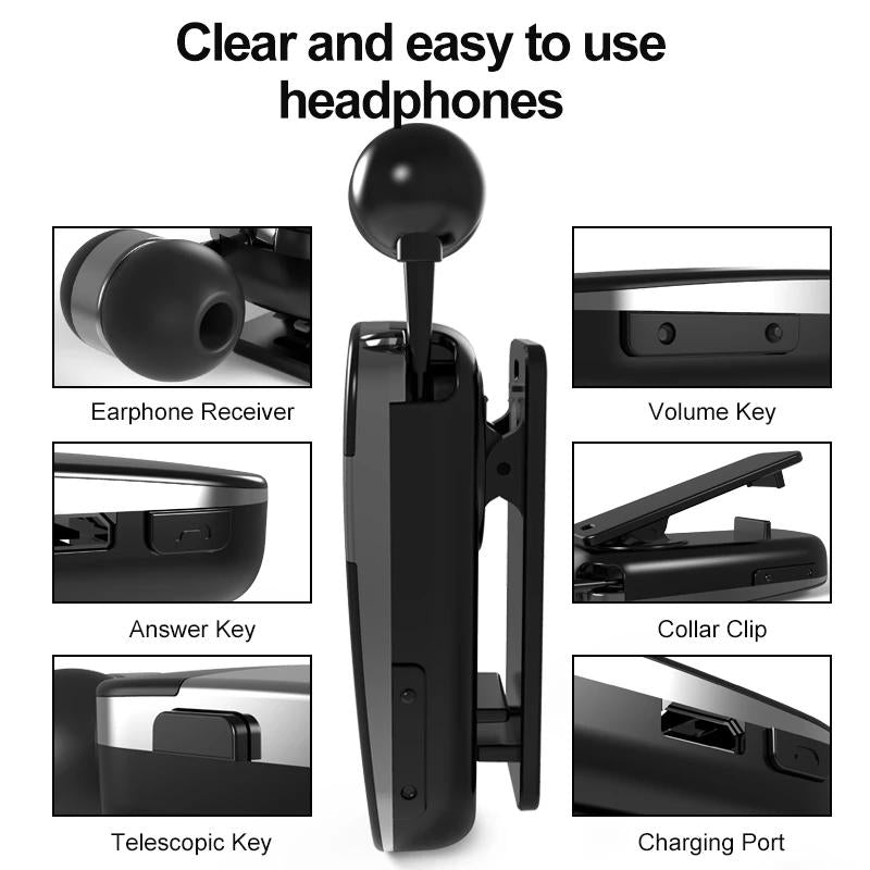Wireless Bluetooth Earphone with Vibration Reminder – Hands-Free Mono Headset for Phone Calls, Gray