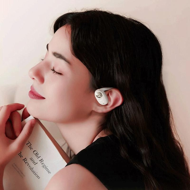 Skin-Colour Wireless Dual-Mic Bluetooth Earphones – Noise Reduction & LED Display Earbuds