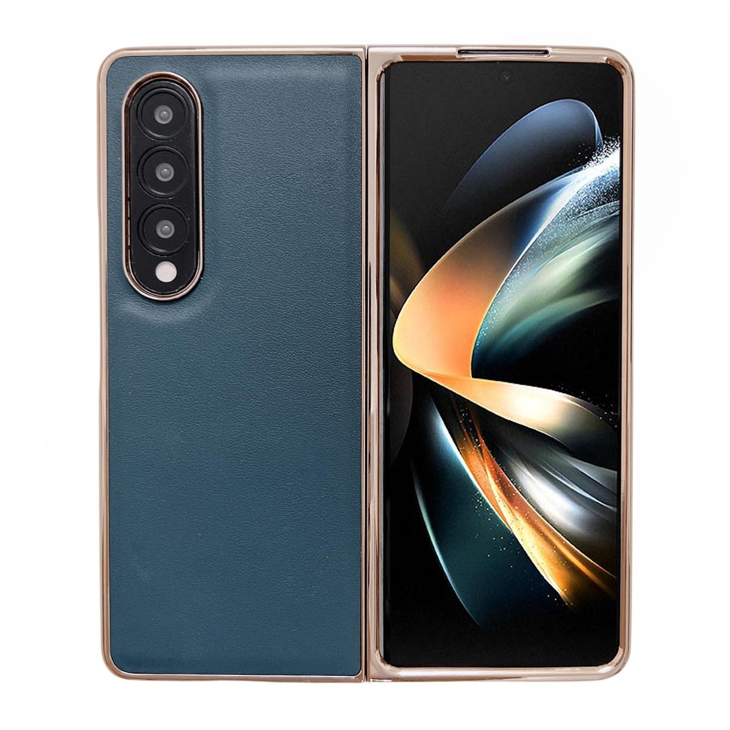 Xiaoya Series Genuine Leather Plating Case for Samsung Galaxy Z Fold4 5G – Premium Protection – Blue