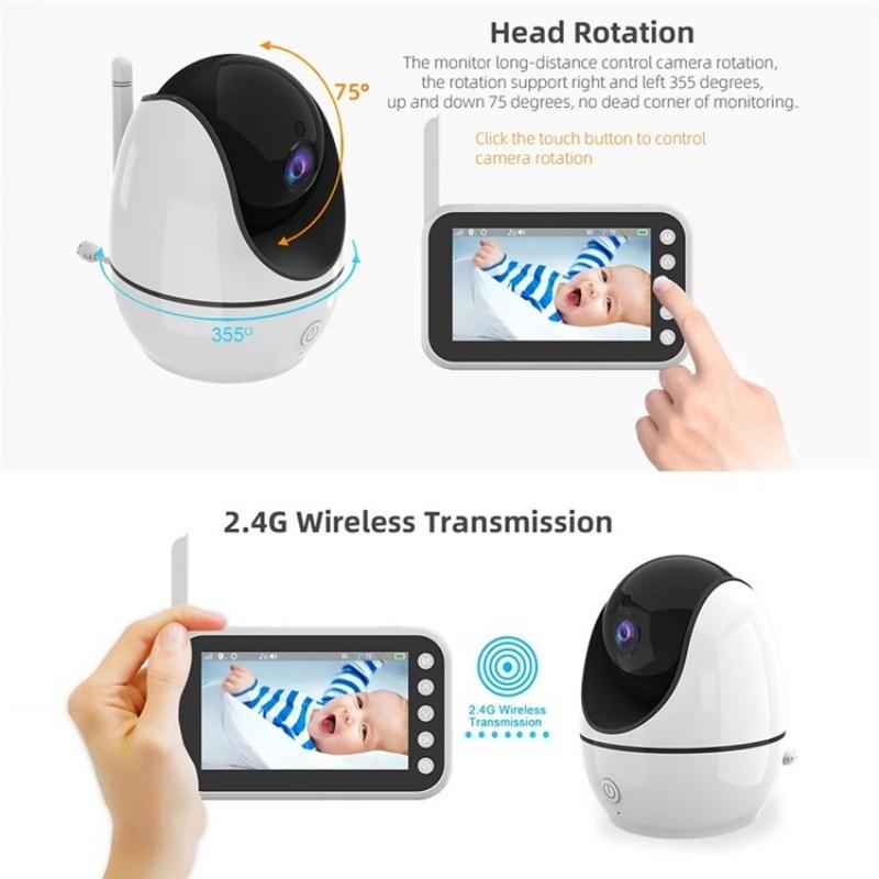 4.5″ Video Baby Monitor with Two-Way Voice, Temperature Display & Music Player | Night Vision & Lullabies