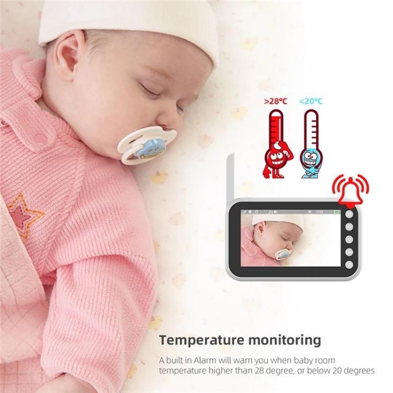 4.5″ Video Baby Monitor with Two-Way Voice, Temperature Display & Music Player | Night Vision & Lullabies