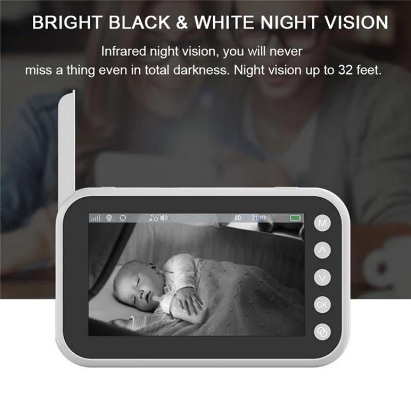 4.5″ Video Baby Monitor with Two-Way Voice, Temperature Display & Music Player | Night Vision & Lullabies