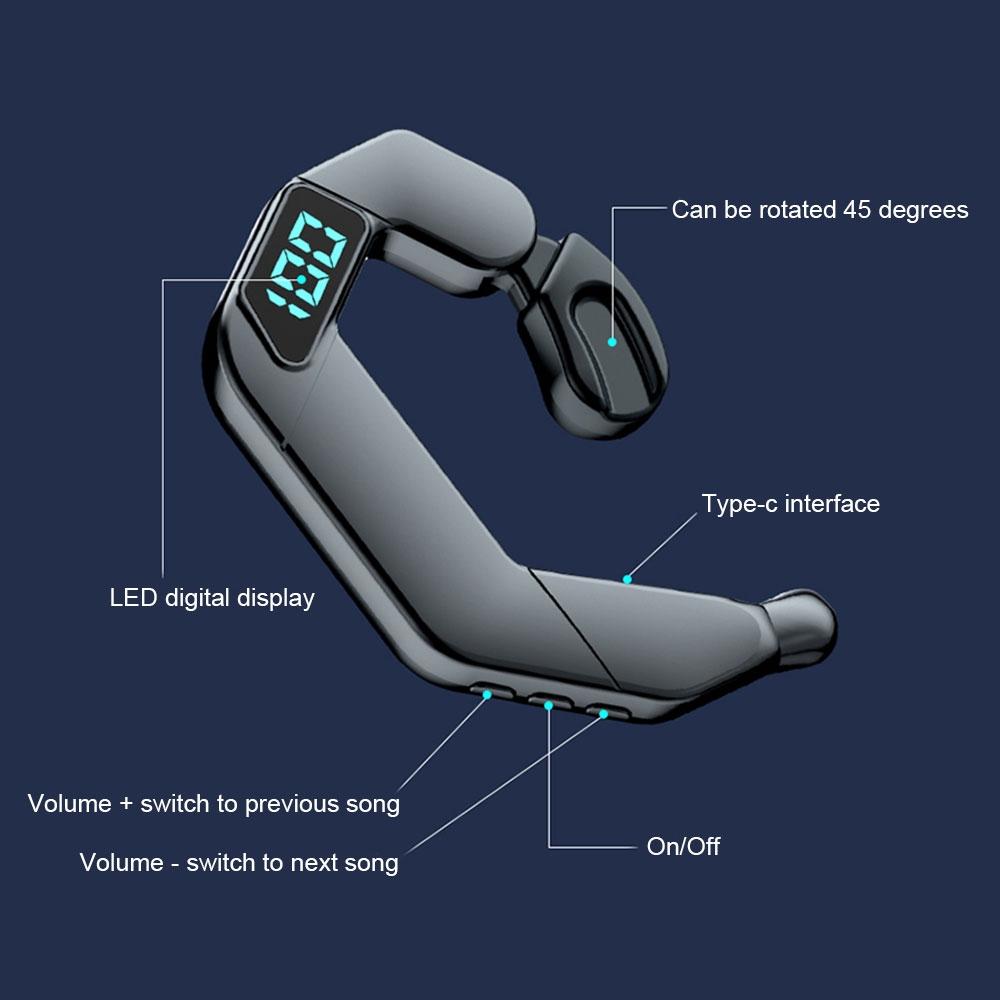 Pink Bone Conduction Bluetooth Headset with Digital Display – Sporty, Wireless & Open-Ear Design